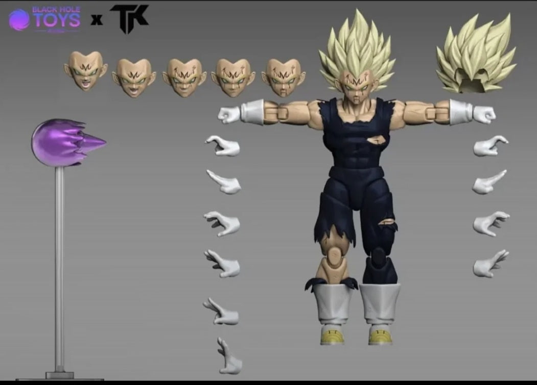 Majin Vegeta Battle Damage Black Suit - Black Hole Toys x TK