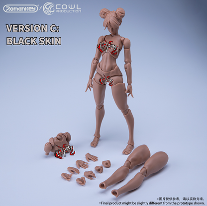 Romankey x COWL Super Movable Female Body 1/12 (Black Skin)