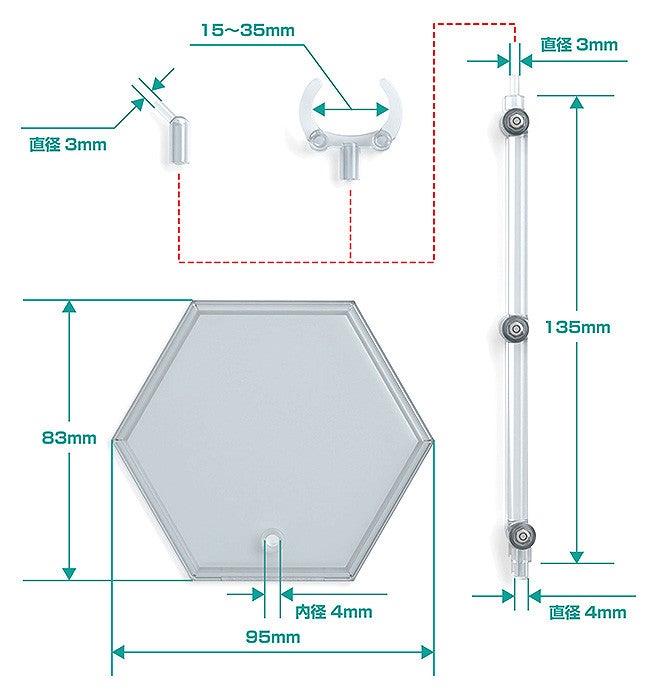 Simple Stand Hex Type - Base Figma Transparente 3 pz